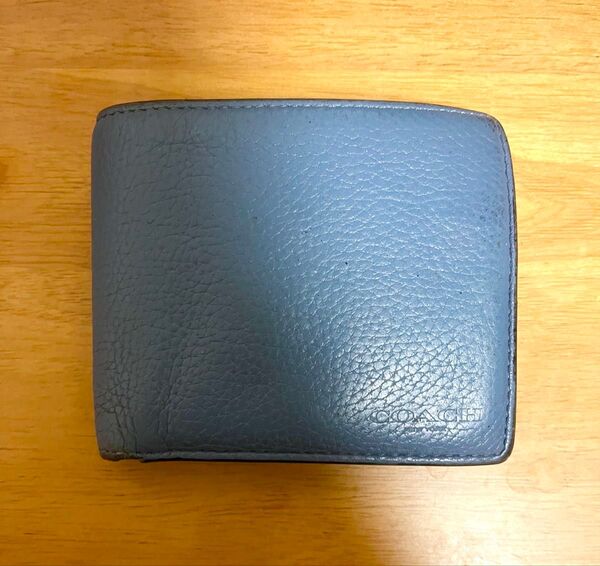 COACHコーチ ブルーレザー 二つ折り財布