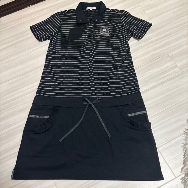 超美品!marie claire sport レディース M〜L!黒×シルバーワンピースウエスト調節可能!値下げしました。