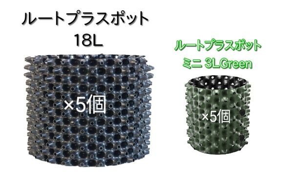 【2種×5個セット】ルートプラスポット 18L×5個、mini3L×5個