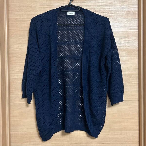 カーディガン 七分袖 ネイビー M
