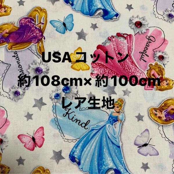 USAコットン・ディズニープリンセス・シーチング生地・(幅)約108cm×(長さ)100cm・レア生地