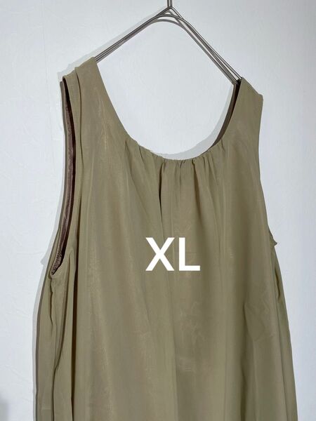 night1 パーティドレス XL(LL)サイズ ノースリーブワンピース フォーマル カジュアル 美シルエット ベージュ 無地