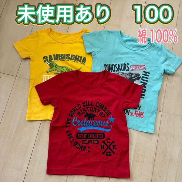 半袖 Tシャツ 半袖Tシャツ トップス キッズ 恐竜 ダイナソー 100 3枚セット