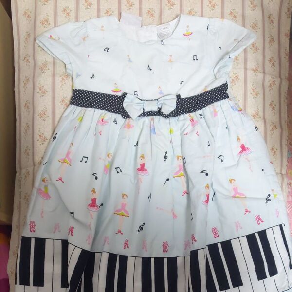 子供ワンピース ピアノ&バレエ柄 size12ヶ月