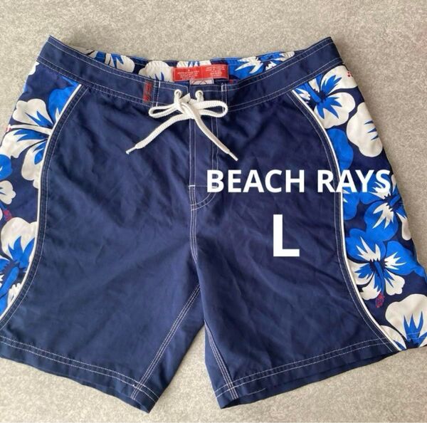 BEACH RAYS 水着 サーフパンツ サーフィン ハイビスカス ネイビー L