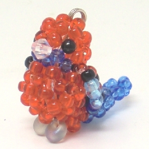  red ksa parakeet beads. small bird *3WAY( strap * earphone jack * fastener charm ) atelier small bird shop san 