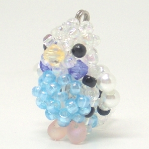 se regulation parakeet baido series blue beads. small bird *3WAY strap / smartphone Jack / fastener charm atelier small bird shop san beads parakeet 