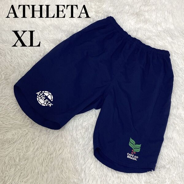 美品 ATHLETA アスレタ ハーフパンツ サッカー フットサル ネイビーXL