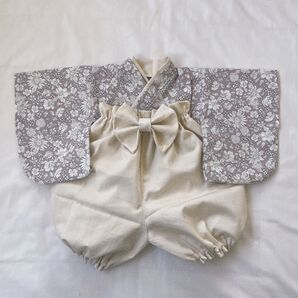 【即納】ベビー袴 ハンドメイド ボタニカルピンク×生成