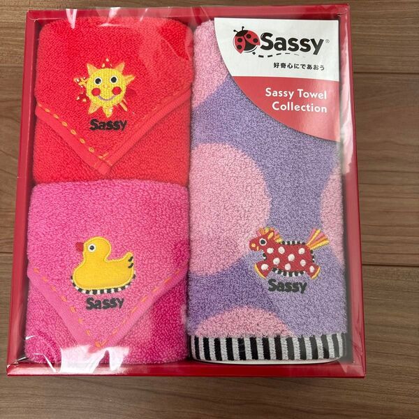 Sassy サッシー ウォッシュタオル×1、ミニタオル×2