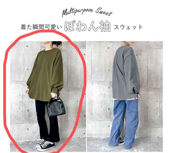 ぽわん袖 薄手トレーナー プルオーバー sizeフリー ゆったりめ