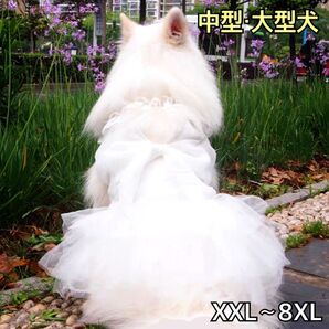 犬服 中型犬大型犬 ウェディングドレス 結婚式 フォーマルドレス:XXL〜8XL