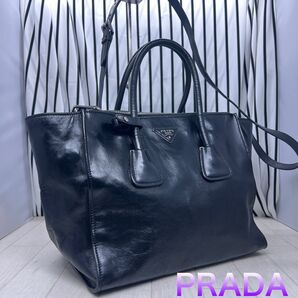 【格安】PRADAプラダA4収納可能オールレザー2Way斜め掛けショルダーバッグ