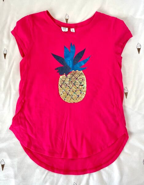 GAP 半袖 Tシャツ パイナップル スパンコール ピンク 140㎝