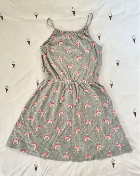 GAP ノースリーブワンピース グレー レインボー柄 キッズ 130㎝