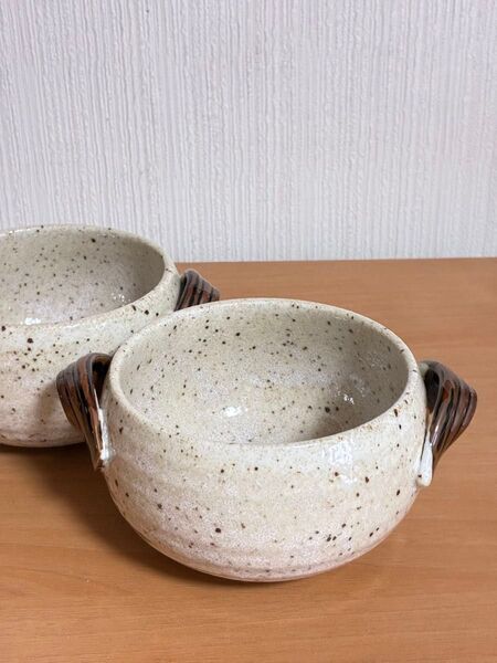 スープボウル 2個セット 陶器 持ち手付き