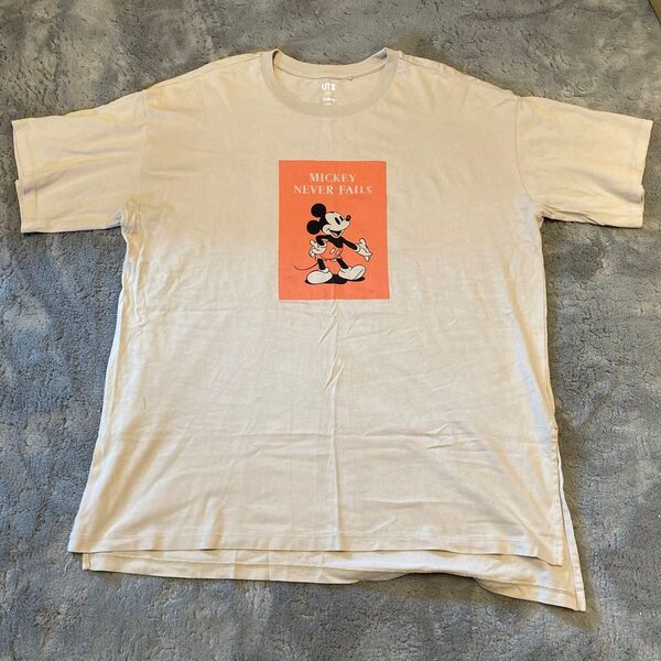 ユニクロ UT ミッキーマウス Tシャツ ベージュ L 半袖 オーバーサイズ