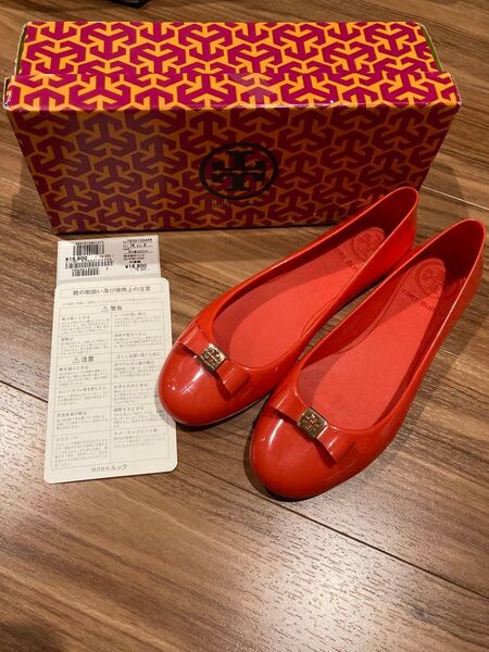 TORY BURCH フラットシューズ オレンジ トリーバーチ レインシューズ ラバーシューズ