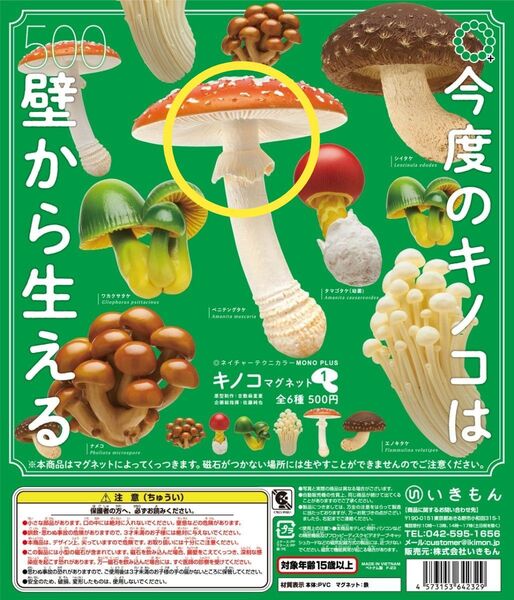 いきもん キノコマグネット ガチャ ベニテングタケ ネイチャー NCT MONO ガチャ ガチャガチャ カプセルトイ ラスト1