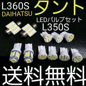 L350S L360S タント T10 LEDバルブセット 送料込み ホワイト色 ポジションランプ ナンバー灯 ルームランプ(室内灯)カスタムにも！