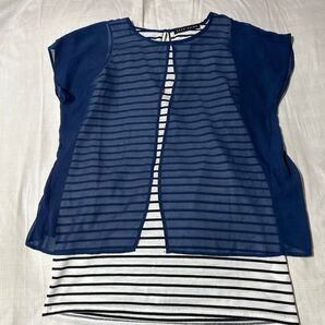 フレアー シフォン切り替えトップス