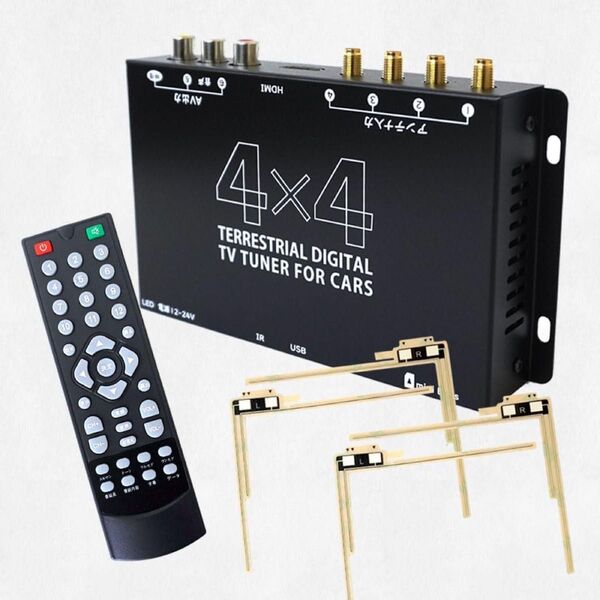 地デジチューナー 4×4 フルセグチューナー TVチューナー 車載 HDMI対応 1080p 高品質 新品