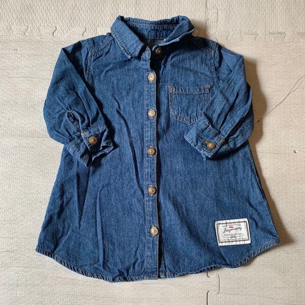 デニムワンピース 80 女の子服 ベビー服 長袖 シャツ ワンピース
