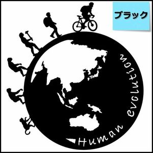 ★千円以上送料0★16×14.8cm 地球型-人類の進化【サイクリング編】自転車、競輪、二輪車、チャリンコ、オリジナルステッカー(2)