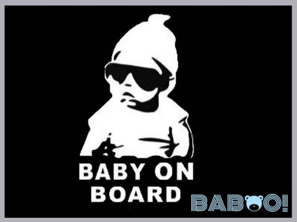 BABY ON BOARD 赤ちゃんが乗っています ステッカー 白色 ホワイト Baby in Car ベビー カーステッカー
