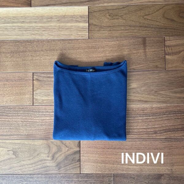 (試着のみ)INDIVI ニット ボートネック ネイビー サイズ38