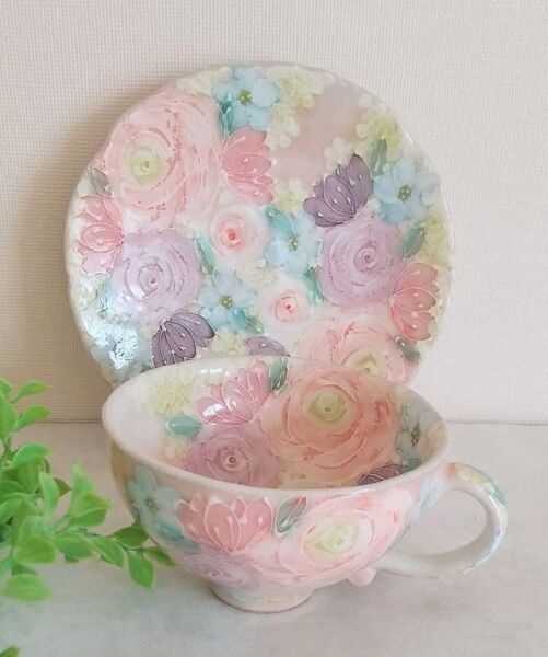 ゆずりは工房 コーヒーカップ&ソーサー (色彩優花) 工房ゆずりは