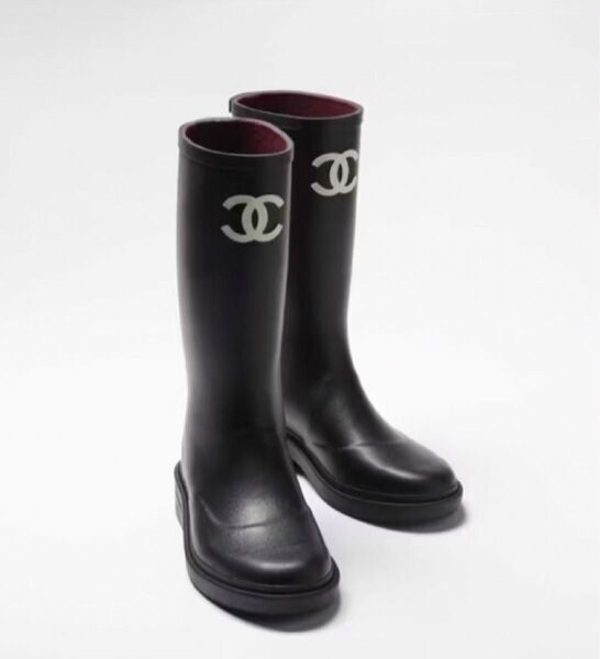CHANEL レインブーツ ブラック