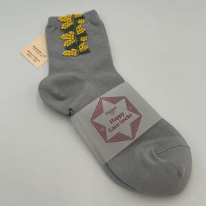近沢レース ハッピーレースソックス/ミモザ(グレー)