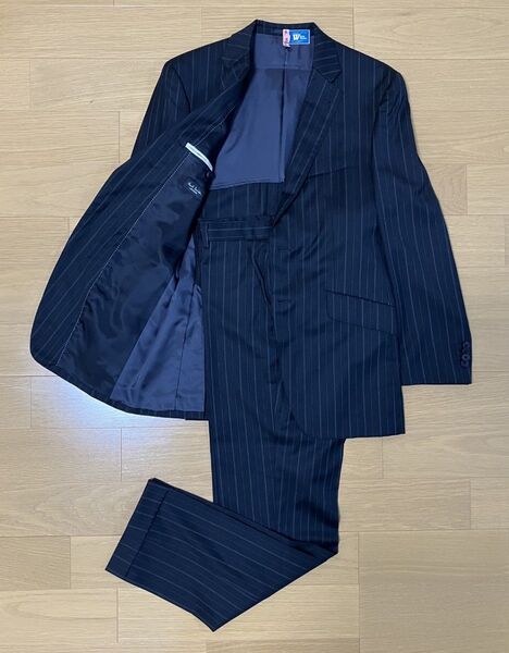 ポールスミス ロロピアーナ SUPER120'S シングル2Bスーツ 黒ストライプ Paul Smith Loro Piana