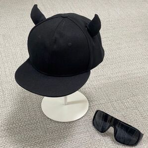 大人気 ピラフ星人 帽子 キャップ サングラス セット 仮装 韓国 男女 セール 帽子 ブラック