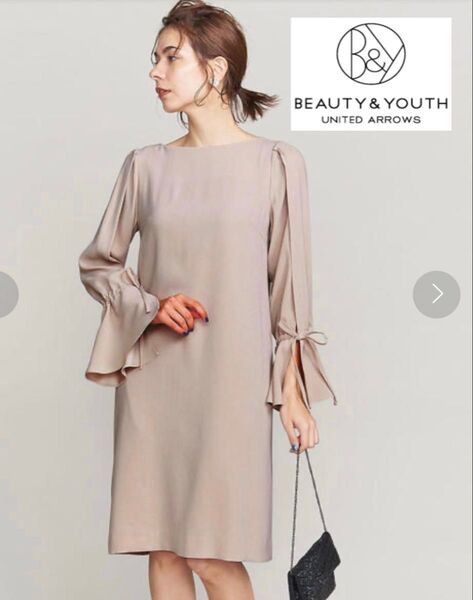 BEAUTY&YOUTH ジョーゼット スリットベルスリーブドレス