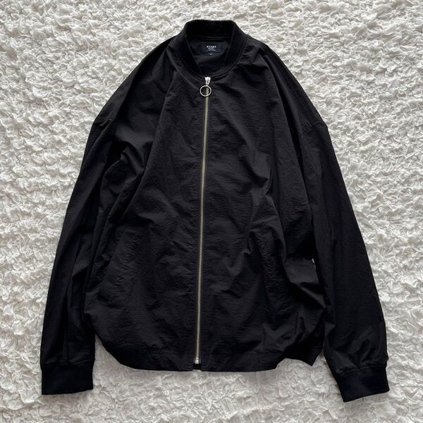 BEAMS HEART ジップアップブルゾン ブラック Lサイズ フルジップジャケット 薄手羽織 綿ナイロン 黒