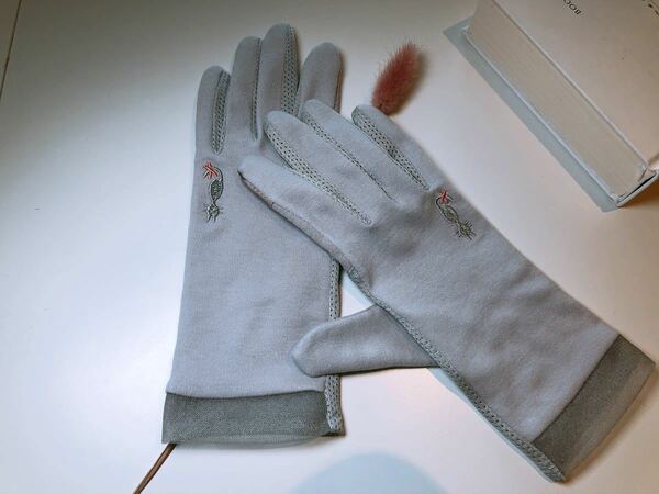 高品質レディース手袋|ネコ刺繍｜通勤手袋|スマホ対応|日焼け防止|薄手|綿|