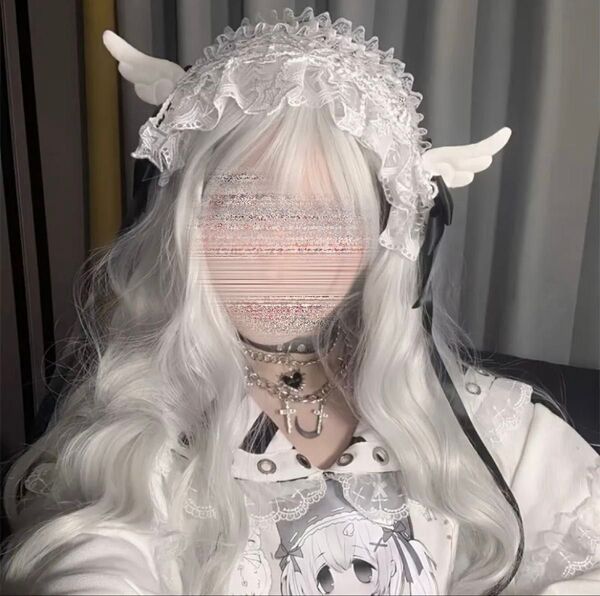ウィッグロングウェーブ癖っ毛ゆるふわ白コスプレ小物 アニメ ゲーム原宿ロリータ
