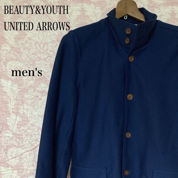 BEAUTY&YOUTH UNITED ARROWS レイズドネックジャケット ジャケット コットン ネイビー