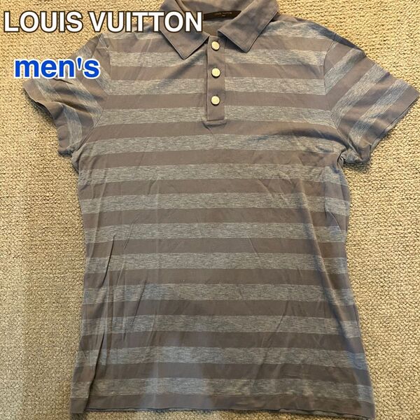 LOUIS VUITTON ルイヴィトン ポロ ボーダー LVボタン ポロシャツ 半袖