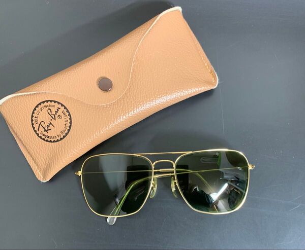 【希少美品】70s B&L RAY-BAN USA CARAVAN #3ミドルグリーン砂打ち12時の位置