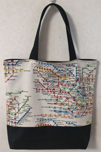 トートバッグ(ハンドメイド)東京の線路図