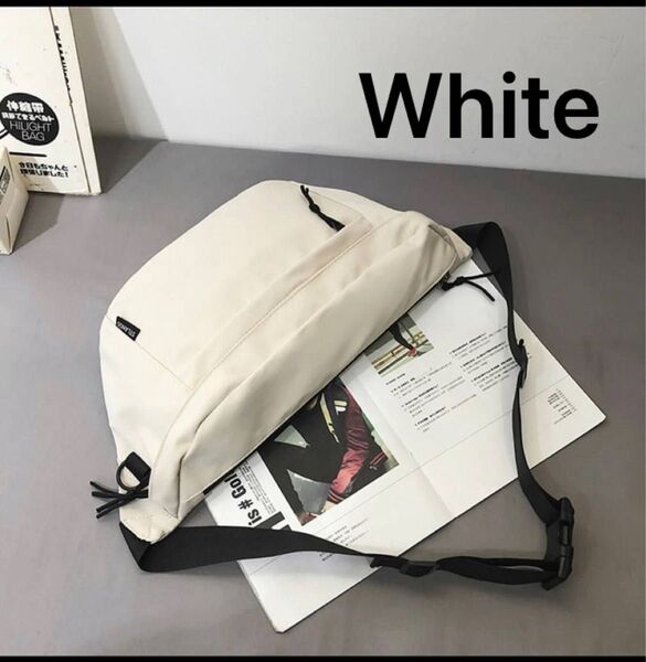 新品 大人気 ボディバッグ 白 メンズ レディース ウエストバッグ 軽量 男女兼用 通学 通勤 大容量 ショルダー 旅行