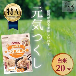 元気つくし 20kg 白米 6年産 お米 オーツ麦ご飯の素セット