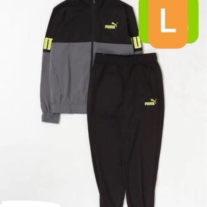 PUMA L セットアップ POWER ポリ トレーニングスーツ ブラック×グレープーマ ジャージ上下 L ヤフー文も