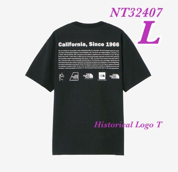 【 L 】ブラック★ ヒストリカル ロゴTシャツ★ノースフェイスNT32407