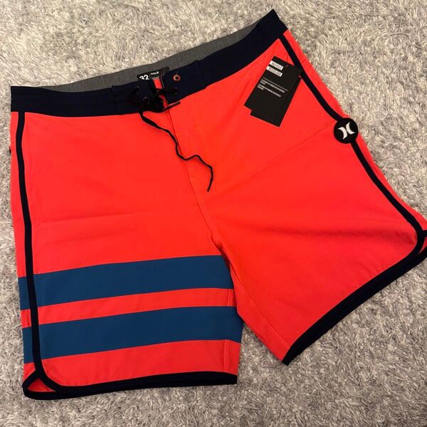 28 Hurley ハーレー メンズ 水着 Sサイズ 無地 シンプル オレンジ レッド サーフパンツ 新品未使用タグ付き