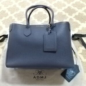 【新品タグ付】A.D.M.J. 本革トートバッグ 紺色 A4
