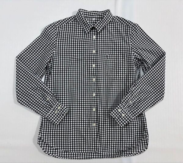 美品 Mサイズ 無印良品 長袖シャツ ギンガムチェック 黒白